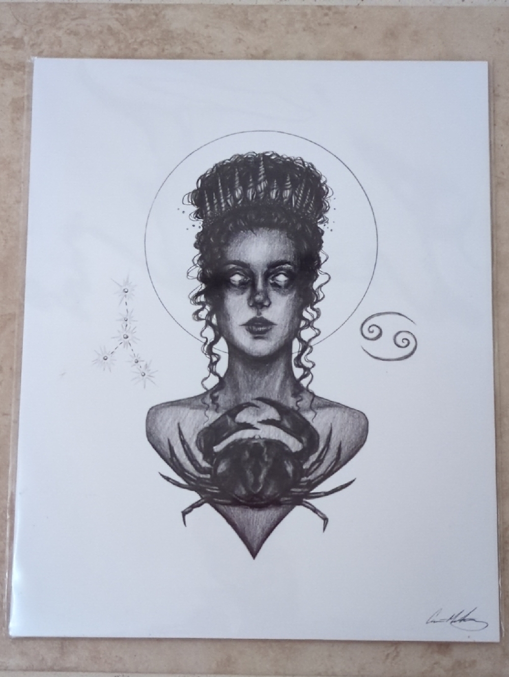 Caitlin McCarthy Black & White Cancer Goddess Art Print 8x10